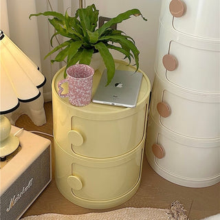 Round Two-Tier Storage Cylindrical Rack Side Table