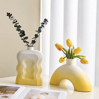 Arch Wave Ceramic Flower Vase   6 types