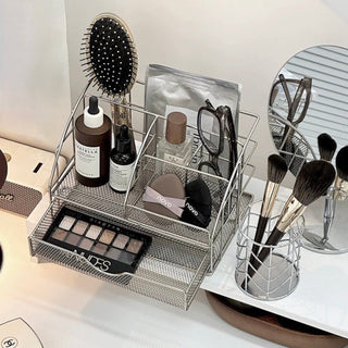 Steel Mesh Drawer Cosmetic Storage Multi-Rack Silver