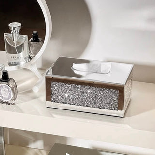 Luxury Glitter Mirror Tissue Case Mirror Silver