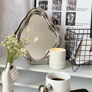 Silver nuance frame mirror tabletop or wall-mounted mirror.