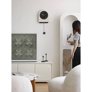 Monochrome Arch-shaped Clock Pendulum Clock  Wall Clock