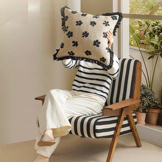 Straw material Flower fringe cushion cover 45 x 45 cm