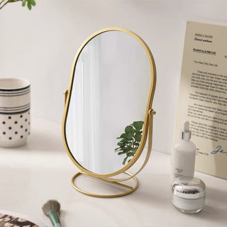 Adjustable Angle Oval Tabletop Mirror Mirror with Stand