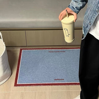 Blue and Red color scheme entrance mat 50 x 80 cm for removing mud.