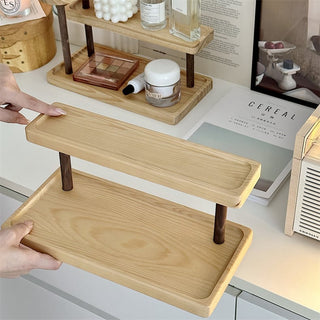 Wood Two-Tier Storage Display Rack  Perfume Storage