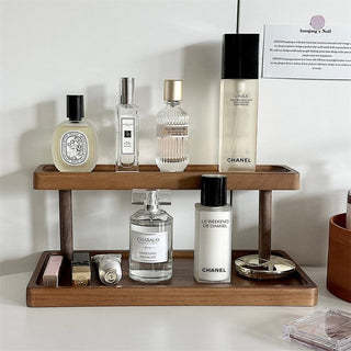 Wood Two-Tier Storage Display Rack  Perfume Storage