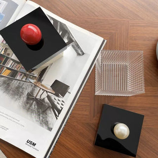 Pearl Lidded Cosmetic Cube Case  Small Item Storage