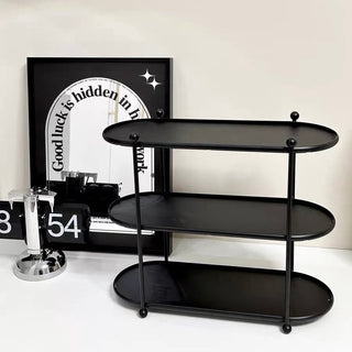 Silver Frame Oval Three-Tier Storage Rack