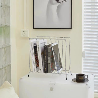 Iron Legged Wire Wave Magazine Rack Storage Silver