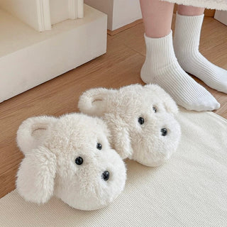 Fluffy Puppy Room Shoes   3 Sizes  Indoor Slippers Stuffed Dog