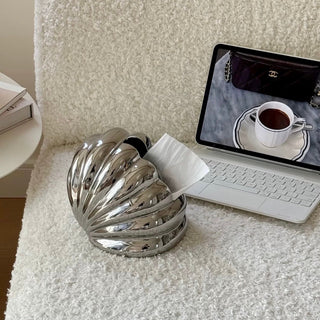Shell motif modern art ceramic tissue casein  decorative object
