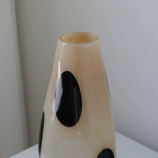 Black Dot Stripe Glass Flower Vase