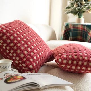 Red grid check cushion cover 45x45