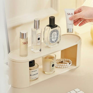 Three-tier perfume and cosmetic multi-display storage rack