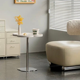 Silver Leg Clover Shaped Side Table White Compact