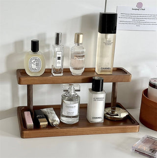 Wood Two-Tier Storage Display Rack  Perfume Storage