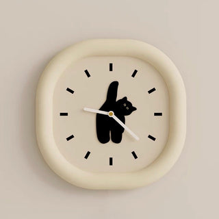 Cat motif Chubby frame clock wall clock cat