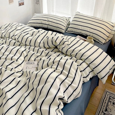 Blue Double Stripe Duvet Cover Set