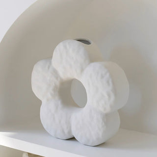 Flower motif ceramic flower vase