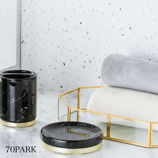 Gold Frame Polygonal Mirror Accessory Tray