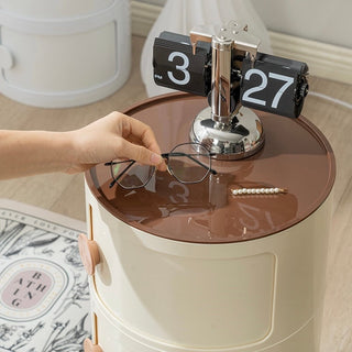Round Two-Tier Storage Cylindrical Rack Side Table