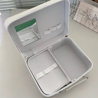Mirror-equipped makeup box large capacity cosmetic storage pouchin  travel pouch