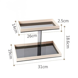 Monochrome Clear Acrylic Two-Tier Storage Display Rack   Perfect for Cosmetics and Perfumes