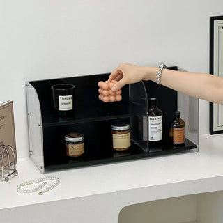 Bamboo Clear Two-Tier Storage Display Rack   Perfume Storage