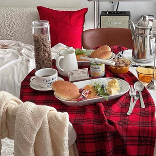 Red x Black checkered tablecloth 140 x 140
