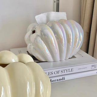 Shell motif ceramic tissue case