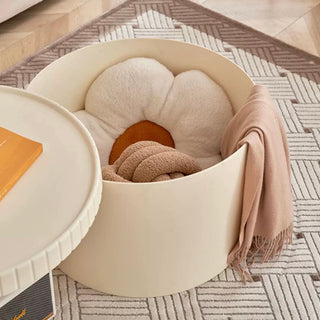 Ivory Round Side Table Nesting Table Storage