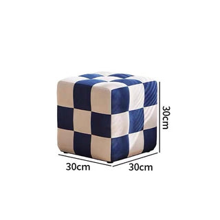 Cube-shaped checkerboard pattern stool ottoman checkerboard pattern