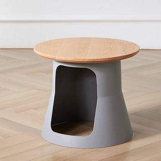 PetHouse Wood Top Round Side Table  Sofa Table Cat House Multifunctional