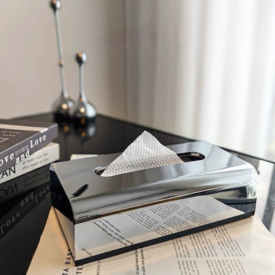 Silver color rounded corners simple tissue case tissue box