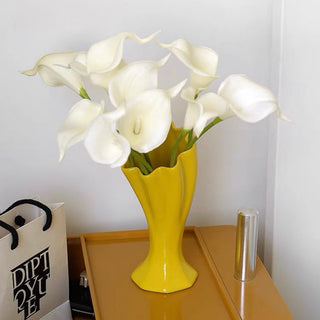 Yellow Trumpet-shaped Ceramic Flower Vase