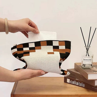 Mosaic Pattern Knit Tissue Case   Hanging Type