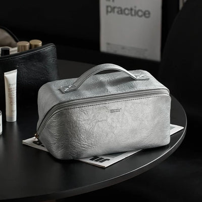 Simple Leather Large Capacity Cosmetic Storage Pouch  Travel Pouch