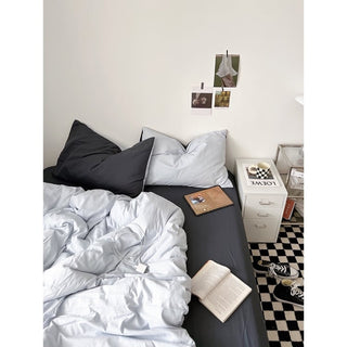 Blue Two-Tone Solid Color Duvet Cover Set