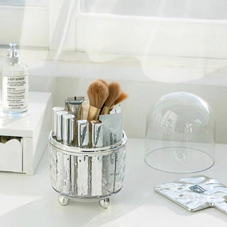 360 Degree Rotating Clear Makeup Brush Stand with Cover   Pen Holder