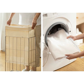 Wheeled Foldable Slim Laundry Basket Cart Wagon Laundry Hamper Storage