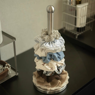 Stainless steel hair accessory storage stand scrunchie holder kitchen paper holder silver