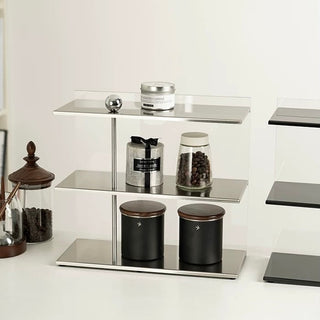 Clear Acrylic Stainless Steel Three-Tier Storage Display Rack   Cosmetic Storage Mug Rack