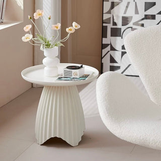Pleated Design Round Side Table