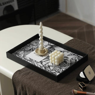 Monochrome Jacquard Square Tray  Storage Accessory Tray