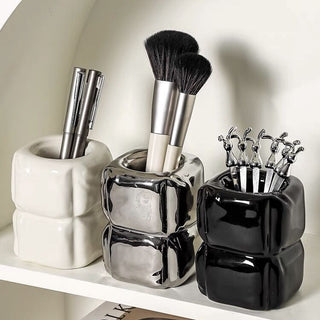 Cube Ceramic Brush Stand  Pen Holder