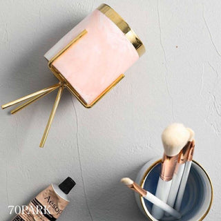 Marble-look Gold Legged Cylindrical Brush Stand    Pen Holder