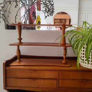 Natural Wood Three-Tier Storage Display Rack Brown