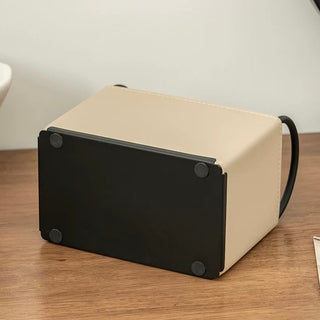 Handled Leather Brush Stand Remote Control Storage Box  Small Item Holder