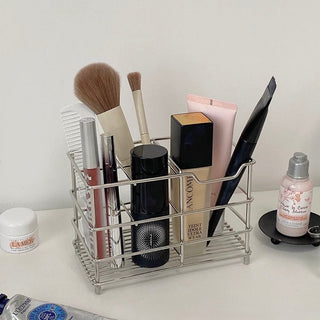 Stainless steel silver multi-purpose stand pen holder brush stand storage